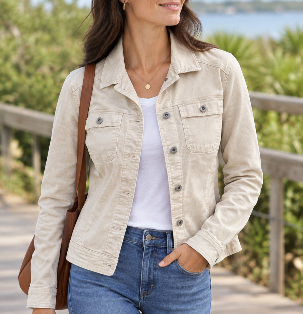 Kuhl Kultivatr Jacket Women's Medium Cream Stretch Twill Long Sleeve Pockets